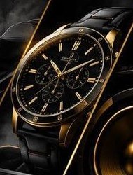 Montre chronographe noir et or
